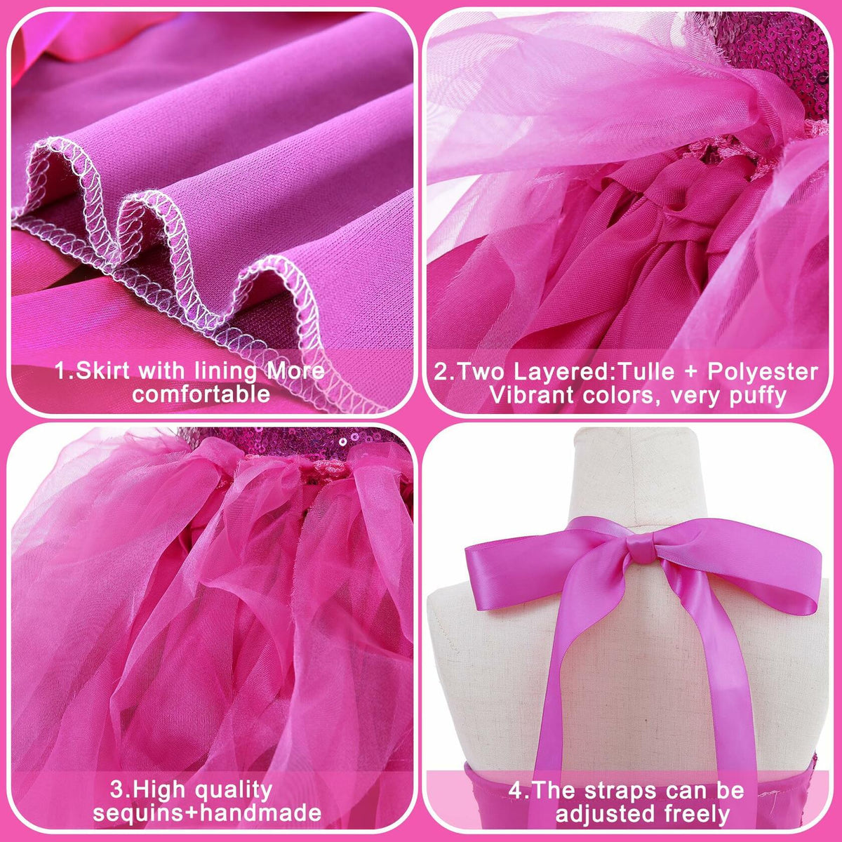 Rainbow Girls 2T Sequin Tulle Sparkly Pastel Party Tutu Dress