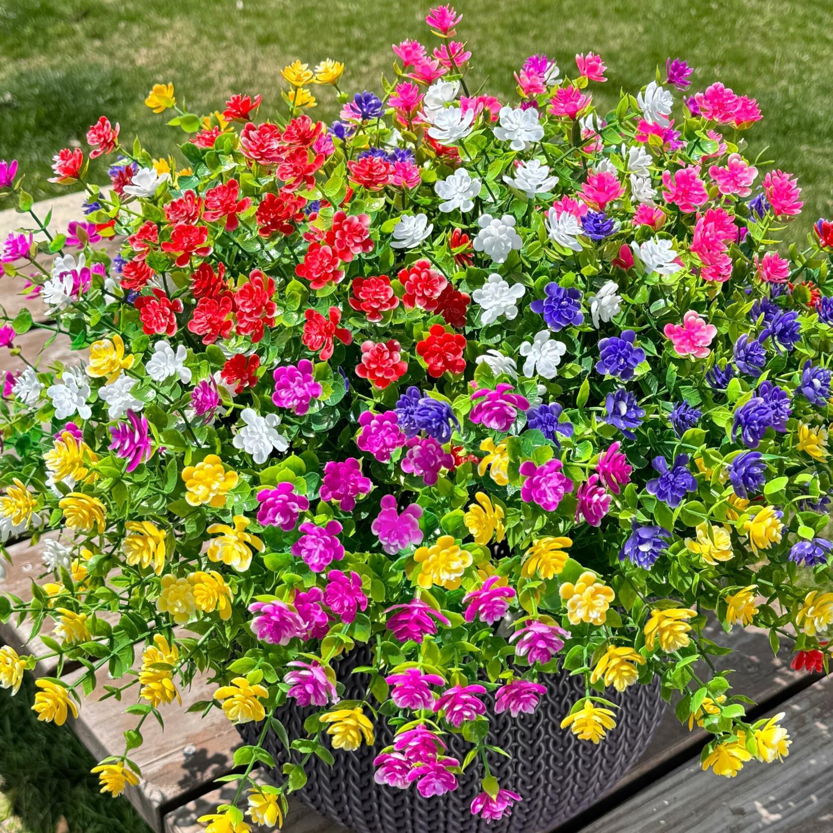 Ivydale Artificial Fall Mums Flowers 12 Bundles UV Resistant Mix Color