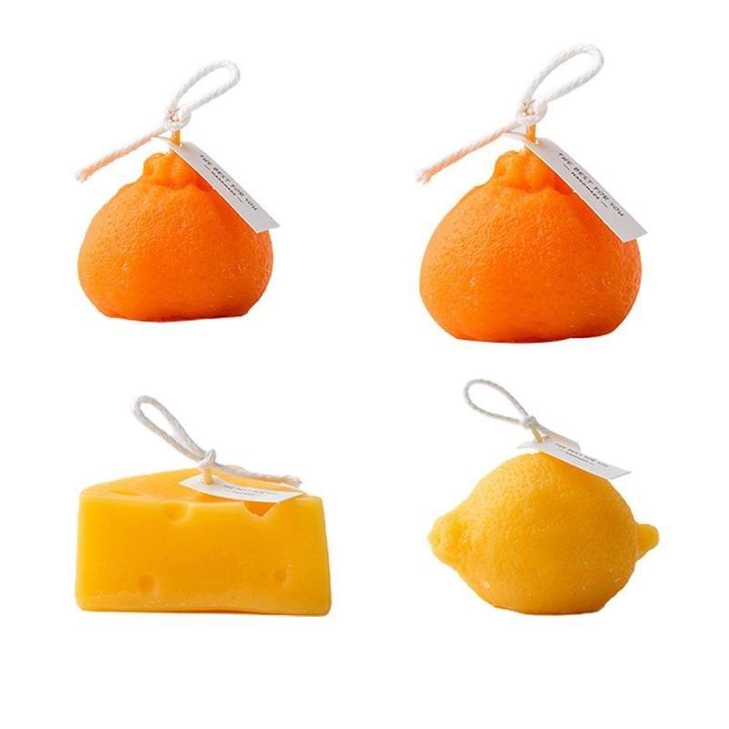 Orange Shaped Scented Candle Fruit Soy Wax Candle Smokeless Oil Aromatherapy Candle Cool Candles Shaped Candles Novelty Candle for Wedding Holiday Birthday Party Decor Aesthetic Candles for Women with Flower Fragrance