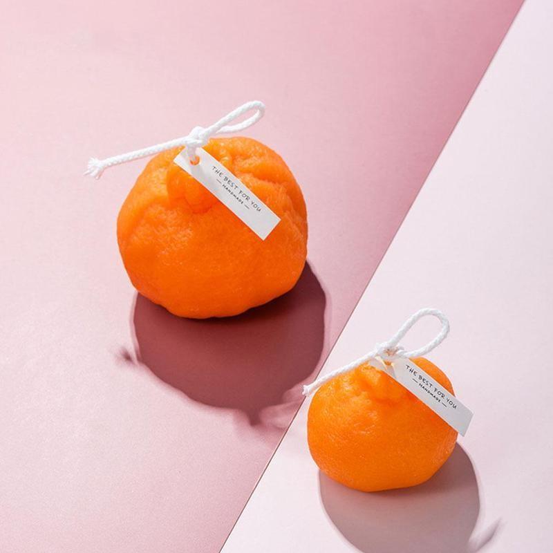 Orange Shaped Scented Candle Fruit Soy Wax Candle Smokeless Oil Aromatherapy Candle Cool Candles Shaped Candles Novelty Candle for Wedding Holiday Birthday Party Decor Aesthetic Candles for Women with Flower Fragrance