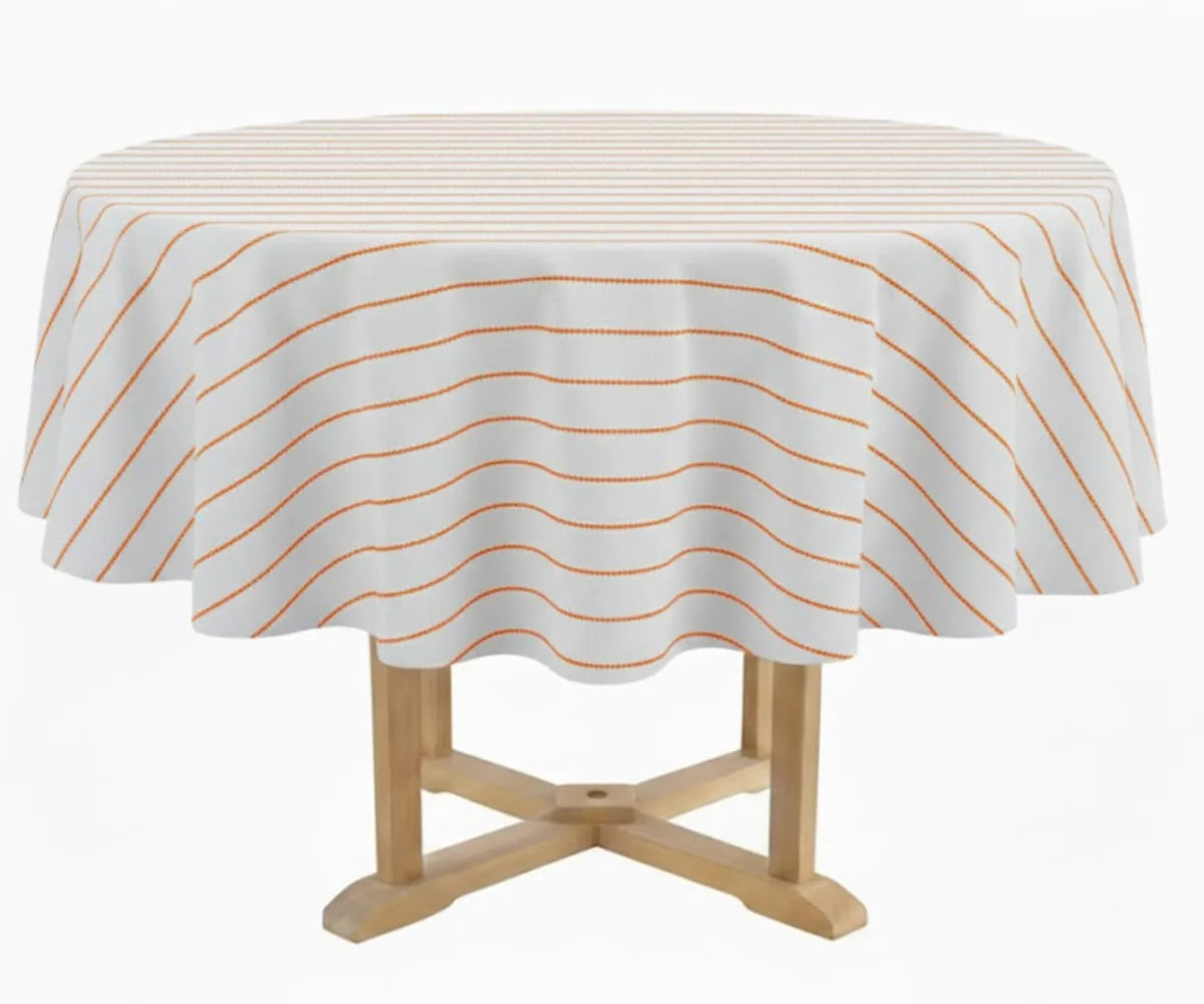 Orange Round Tablecloth - Striped