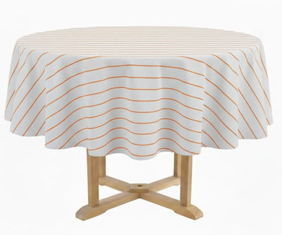 Orange Round Tablecloth - Striped