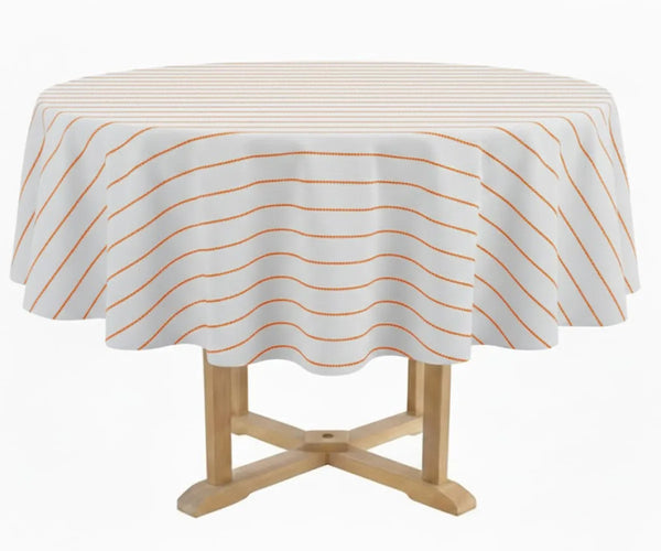 Orange Round Tablecloth - Striped