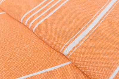 Orange Monaco Turkish Towel – Lightweight Quick Dry Beach & Bath Towel, Luxury Turkish Cotton Spa Towel, Travel & Pool Towel