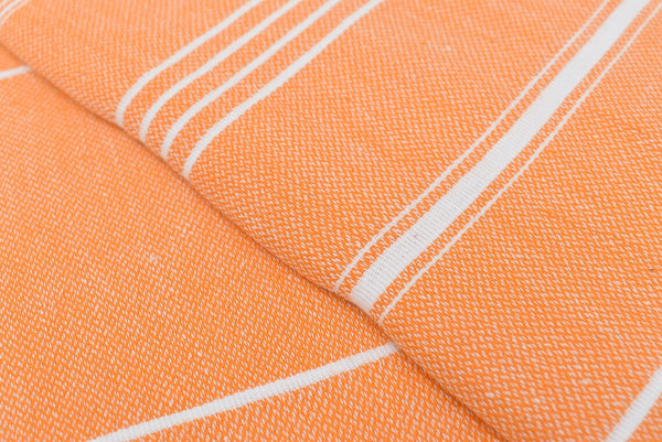 Orange Monaco Turkish Towel – Lightweight Quick Dry Beach & Bath Towel, Luxury Turkish Cotton Spa Towel, Travel & Pool Towel