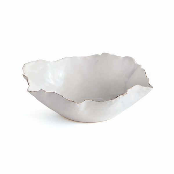 Organic Shape Decorative Ceramic Bowl with Gold Trim