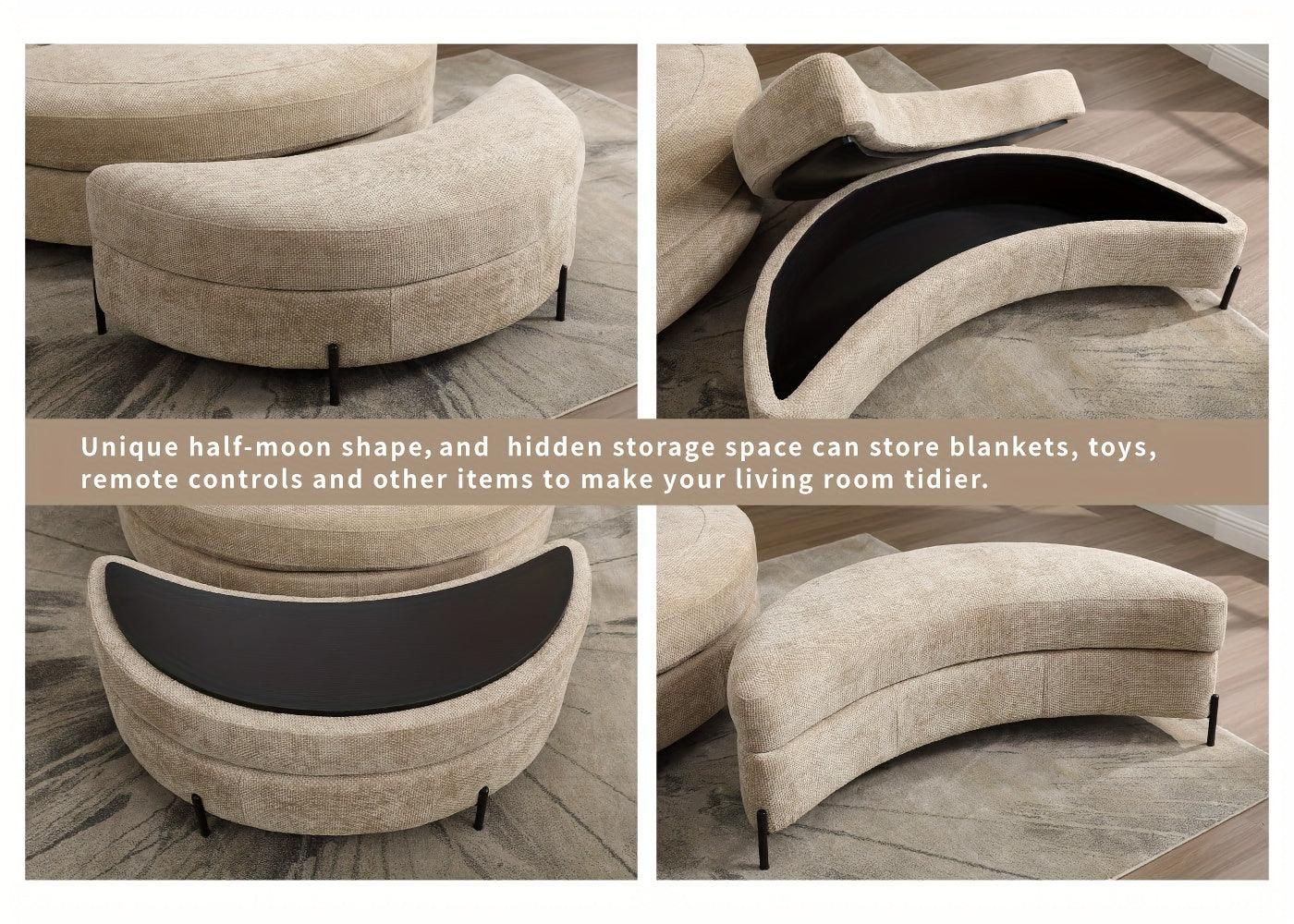 Ottoman Bench - Storage Half Moon Brown