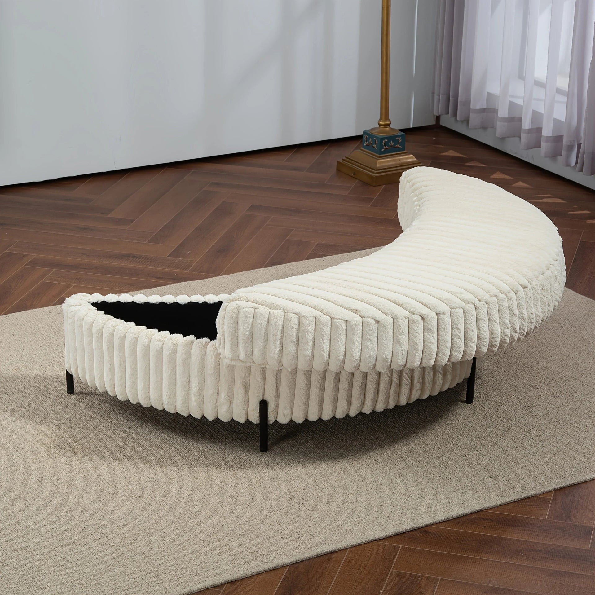 Ottoman Bench - Storage Half Moon Brown