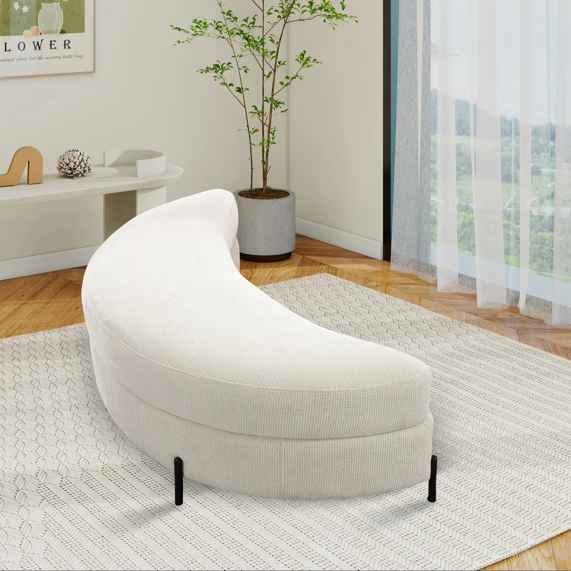 Ottoman Bench - Storage Half Moon Brown