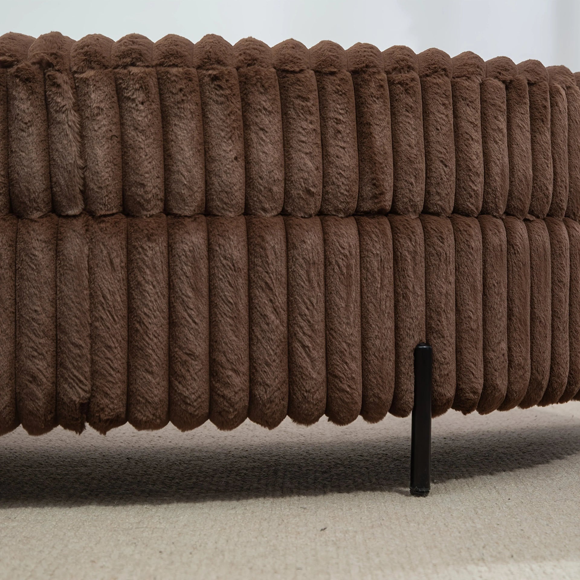 Ottoman Bench - Storage Half Moon Brown