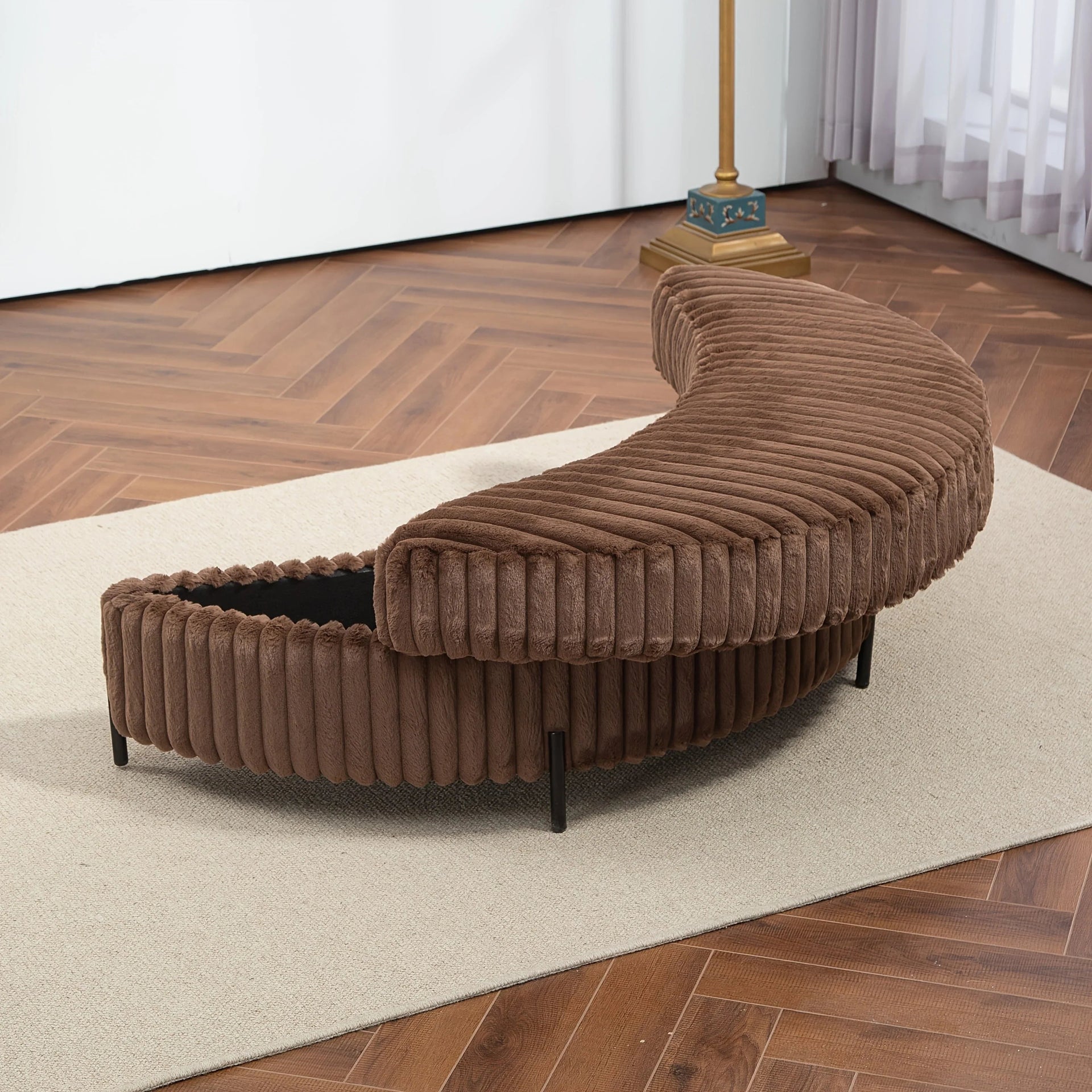 Ottoman Bench - Storage Half Moon Brown