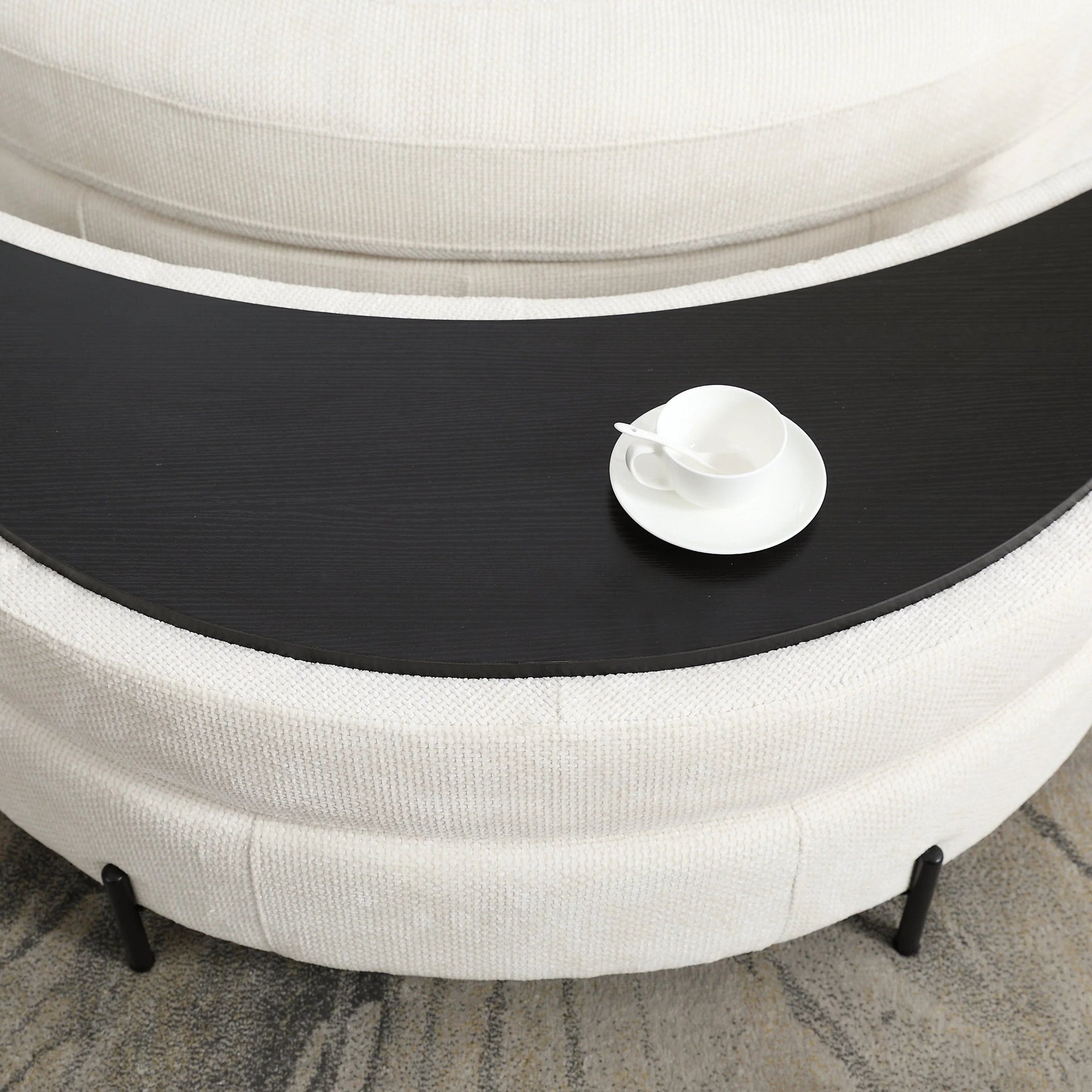 Ottoman Bench - Storage Half Moon Brown