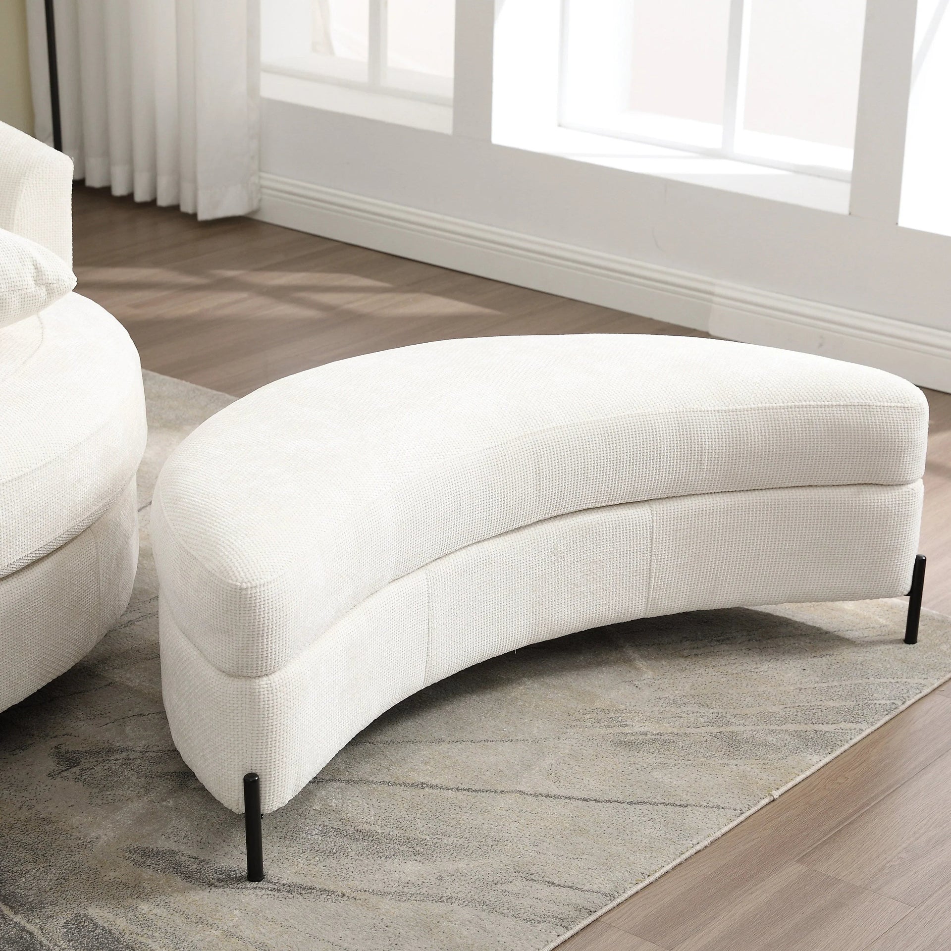 Ottoman Bench - Storage Half Moon Brown