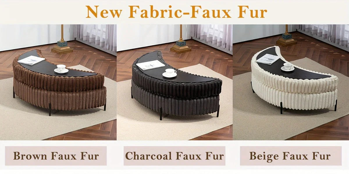 Ottoman Bench - Storage Half Moon Brown