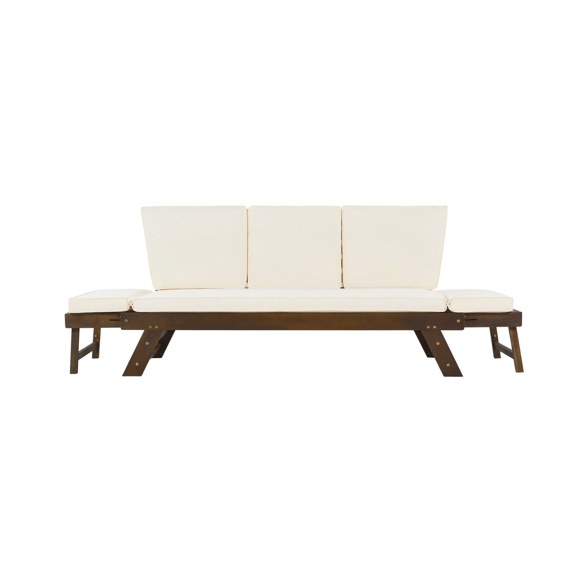 Outdoor Adjustable Wooden Patio Daybed Sofa With Cushions (SAK41345)