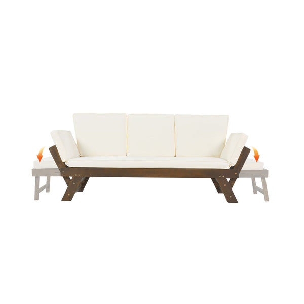 Outdoor Adjustable Wooden Patio Daybed Sofa With Cushions (SAK41345)