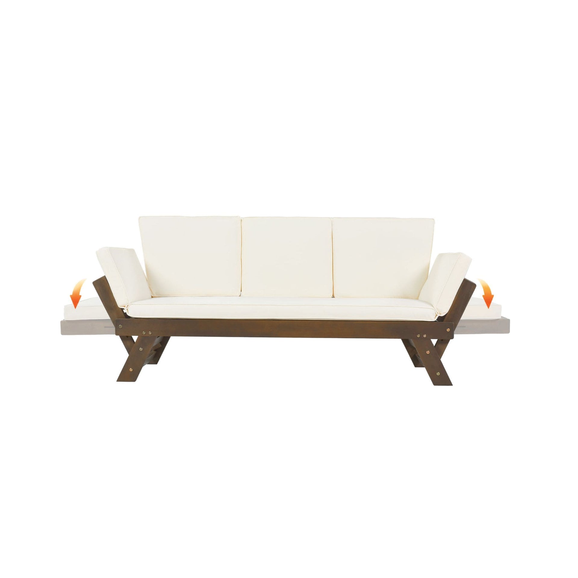 Outdoor Adjustable Wooden Patio Daybed Sofa With Cushions (SAK41345)