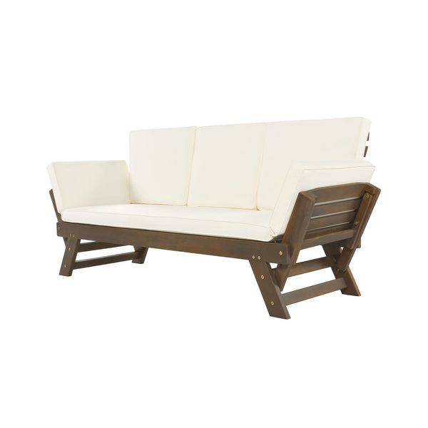 Outdoor Adjustable Wooden Patio Daybed Sofa With Cushions (SAK41345)