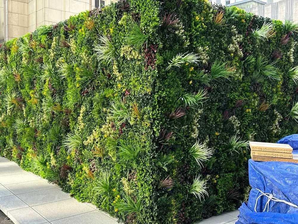 Evergreen Triptych Artificial Vertical Garden Green Wall Panel Set of 3 33 SQ FT – UV Resistant – Commercial Grade