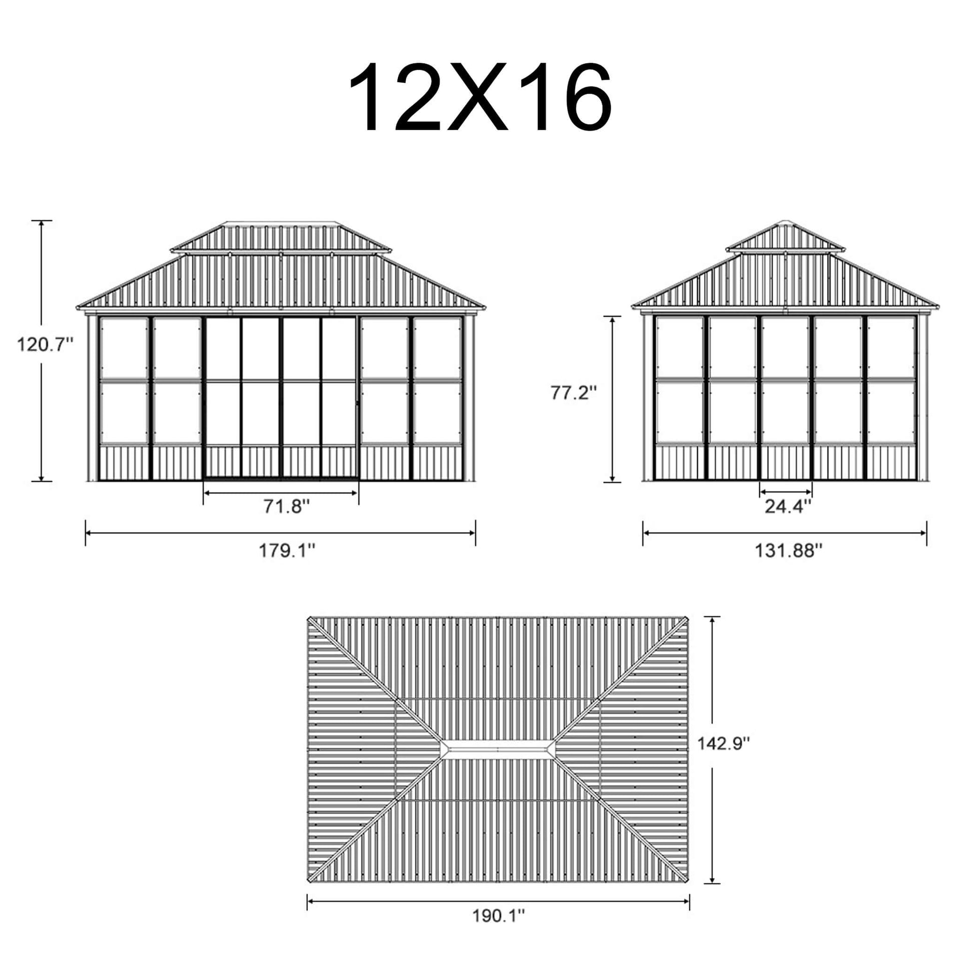 Vista Outdoor Hardtop Aluminum Solarium With Double Roof And LED Lights (SAK42086)