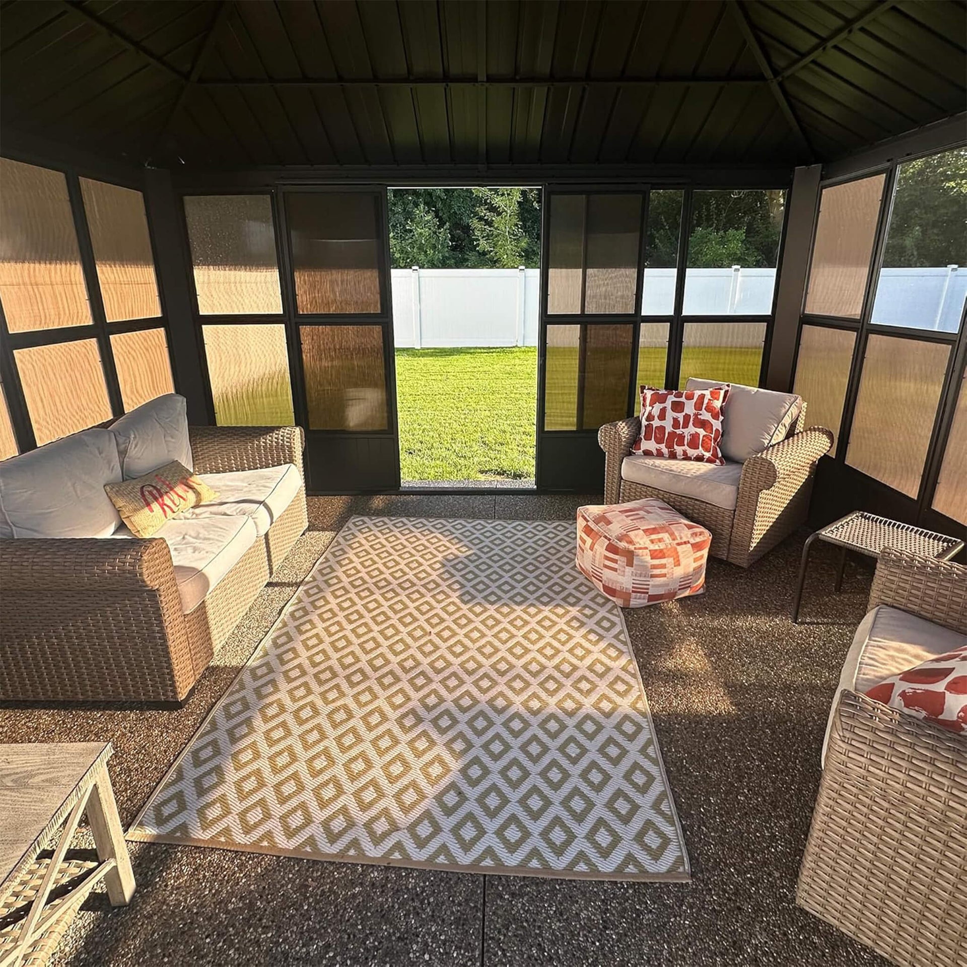 Vista Outdoor Hardtop Aluminum Solarium With Double Roof And LED Lights (SAK42086)