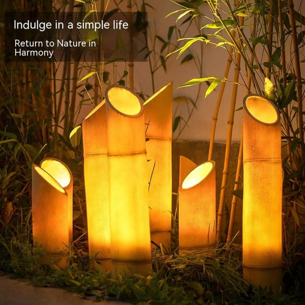 Outdoor Lamp for House - Solar Powered Bamboo Light
