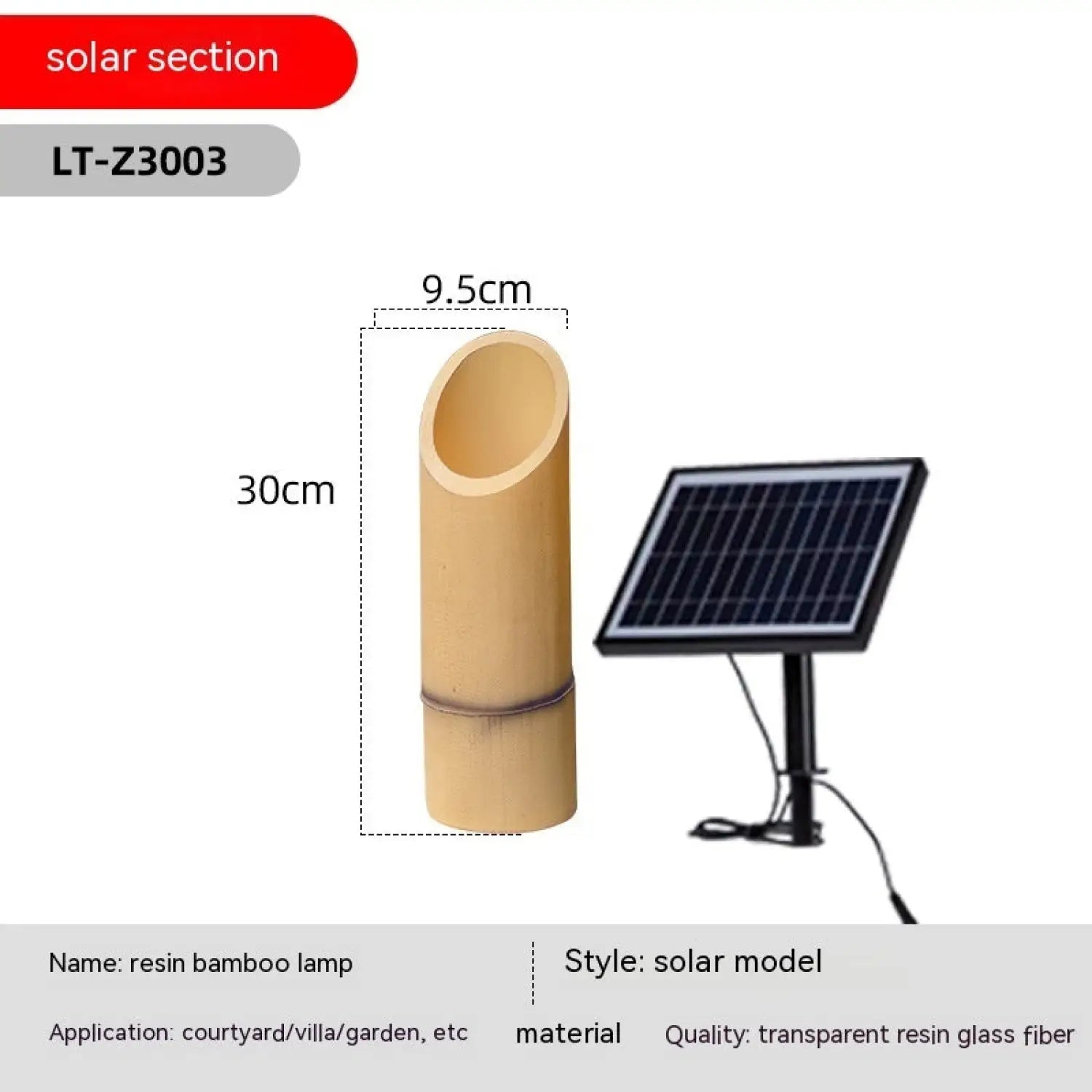 Outdoor Lamp for House - Solar Powered Bamboo Light