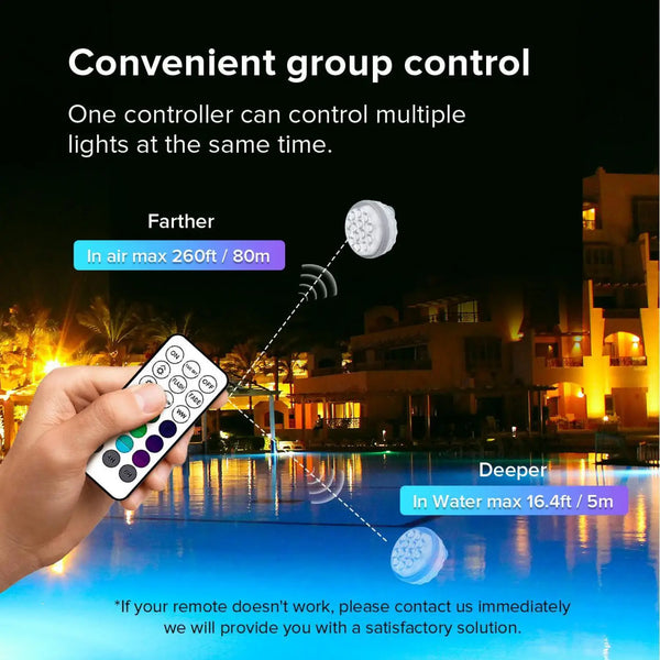 Outdoor LED Lights Waterproof RGB Pool Lamp with 20-Hour Runtime