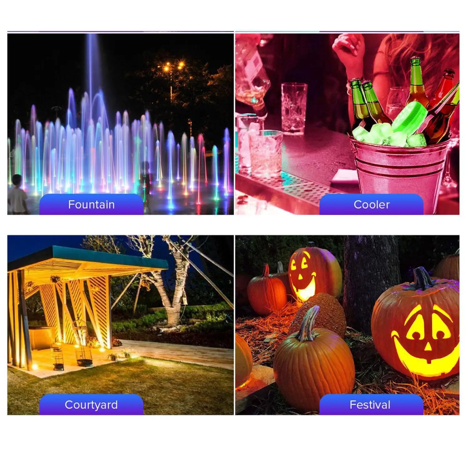 Outdoor LED Lights Waterproof RGB Pool Lamp with 20-Hour Runtime