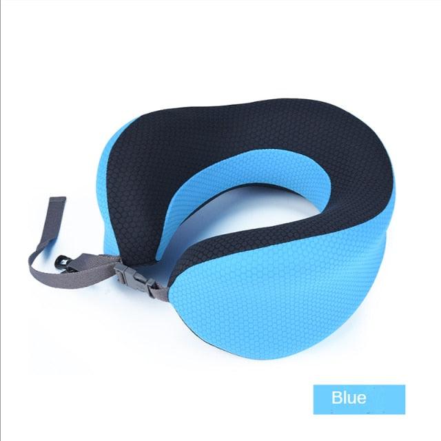 Outdoor Neck Support Pillow Headrest Travel Folding Slow Rebound Journey Trip Cushion Memory Foam Travel Pillow Neck Pillow, Ideal for Airplane Travel Comfortable Lightweight Improved Support Design Machine Washable Cover Must Have Travel Accessories