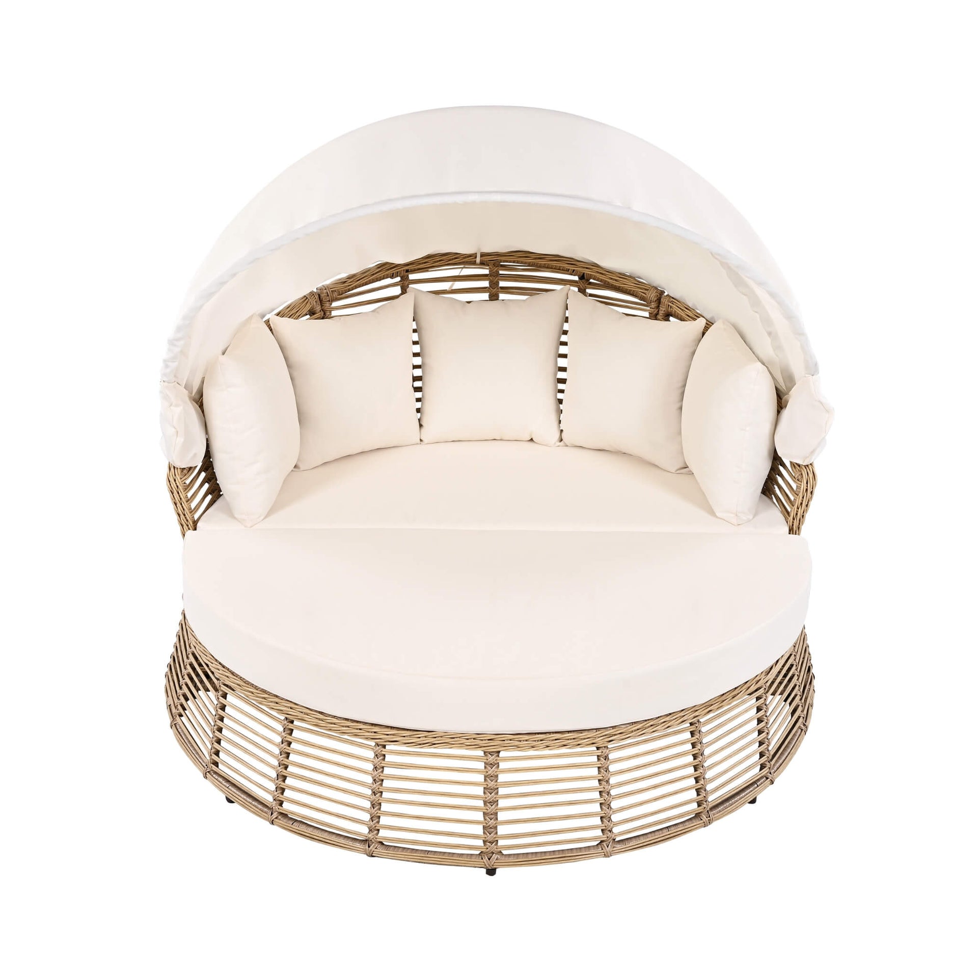 Alora 53-Inch Outdoor Patio Rattan Round Wicker Daybed With Retractable Canopy (SAK69241)