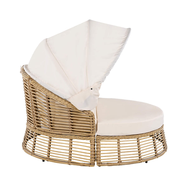 Alora 53-Inch Outdoor Patio Rattan Round Wicker Daybed With Retractable Canopy (SAK69241)