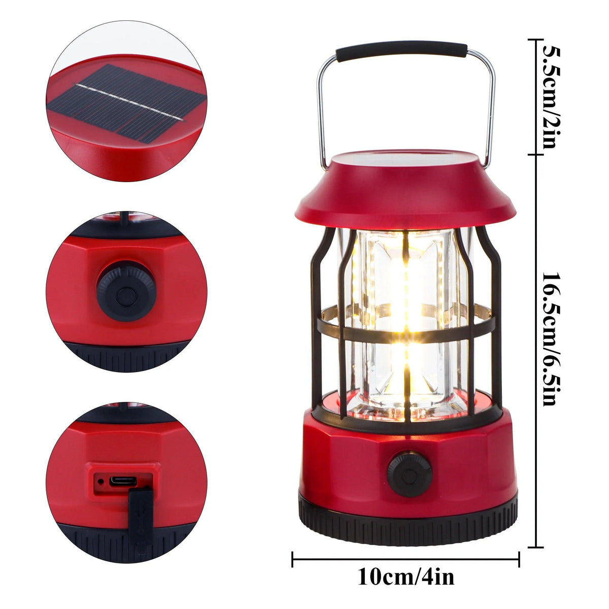 Set of 2 LED Solar Camping Lantern Dimmable