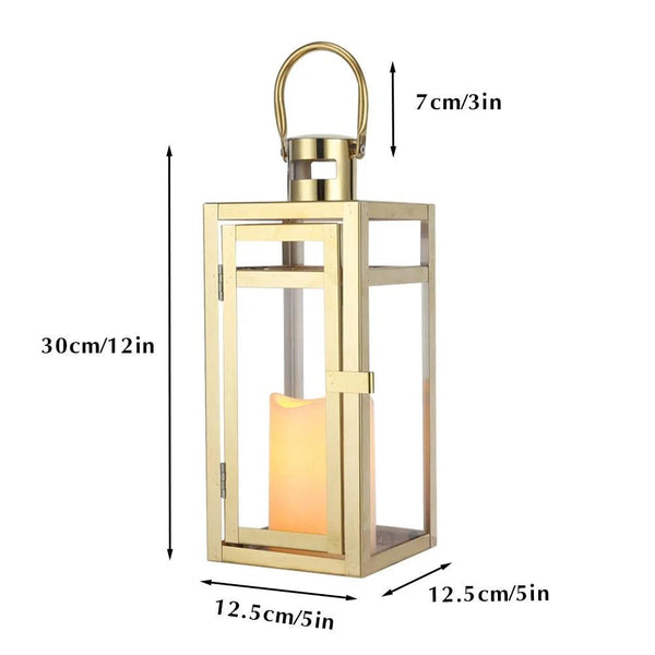 12'' High Metal Decorative Candle Lantern (Gold)