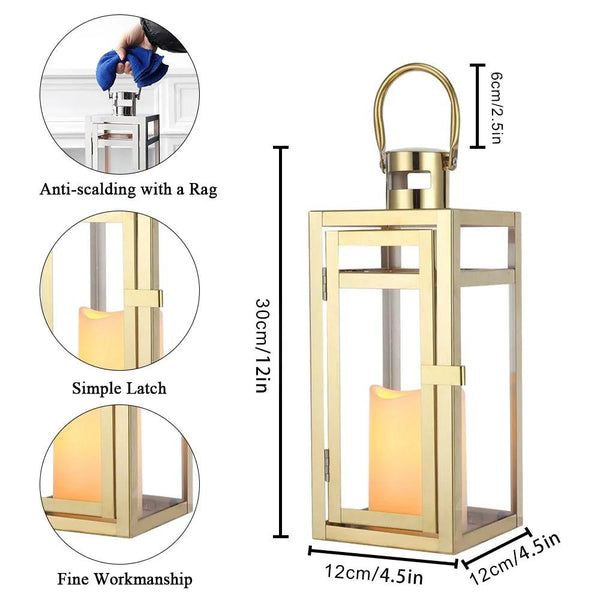 12'' High Metal Decorative Candle Lantern (Gold)