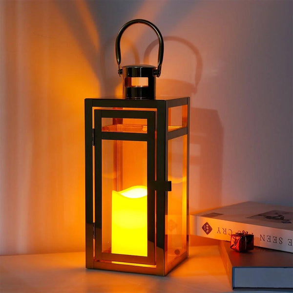 12'' High Metal Decorative Candle Lantern (Gold)