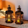 Set of 2 Decorative Lanterns -10 inch High Vintage Hanging Lantern Black