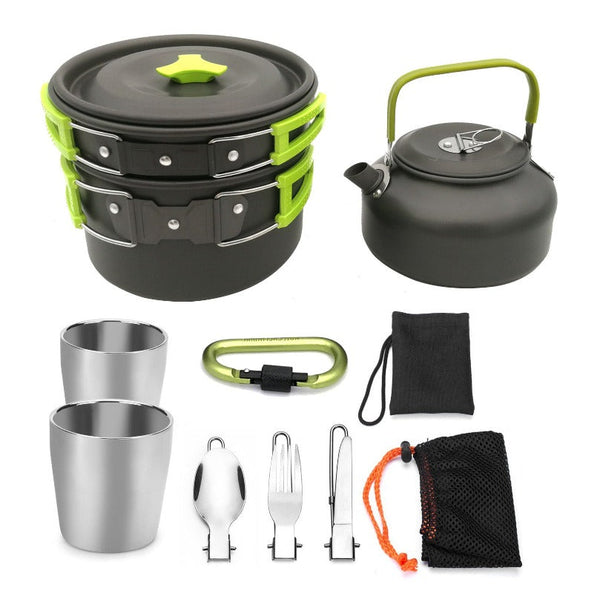 2-3 person Camping Cooking  Ware Sets Pots Pans Picnic