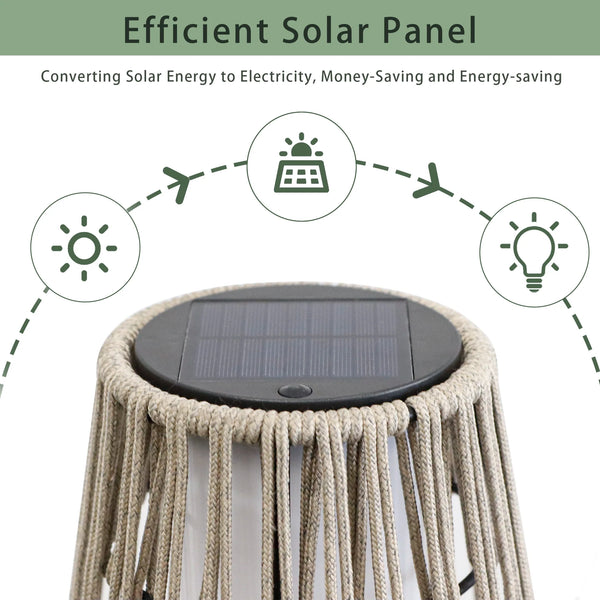 Outdoor Floor Lamp 2 Piece Solar Powered Lantern Wicker Solar Patio Lamp