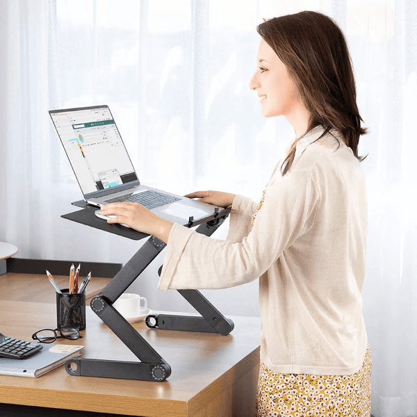 360° Adjustable Ergonomic Laptop Stand Aluminum Foldable Desk Stand with Mouse Pad
