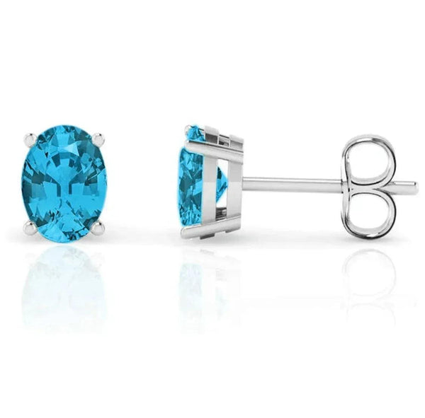Sterling Silver Oval Cut Gemstone Stud Earrings - 5 Options - Gifts for You 'n Me
