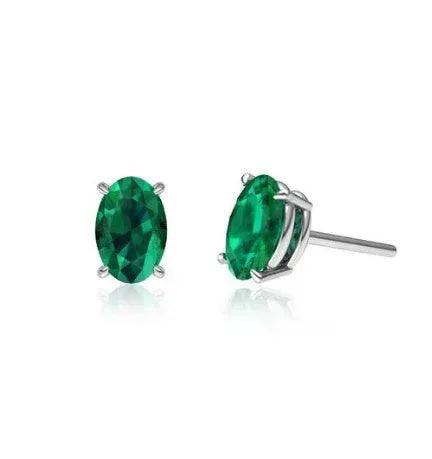 Sterling Silver Oval Cut Gemstone Stud Earrings - 5 Options - Gifts for You 'n Me