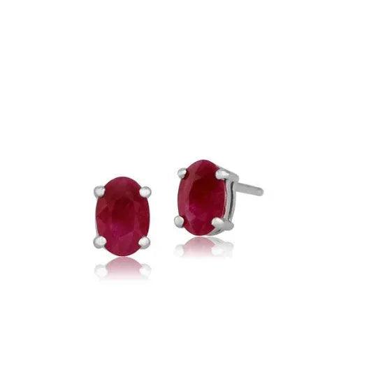 Sterling Silver Oval Cut Gemstone Stud Earrings - 5 Options - Gifts for You 'n Me
