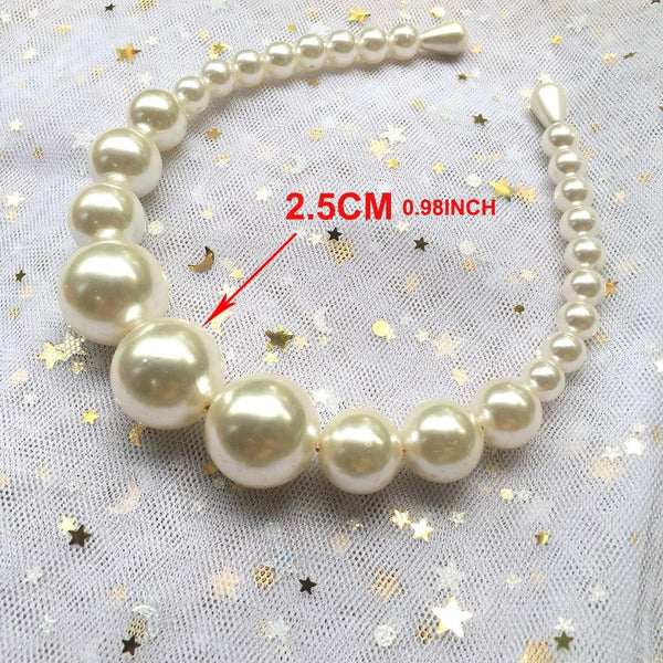 Oversize Large Ivory white Pearl Headband Full Pearl Women Hair Band Crown Trendy Bridal Headwear Gorgeous Hair Accessories For Women