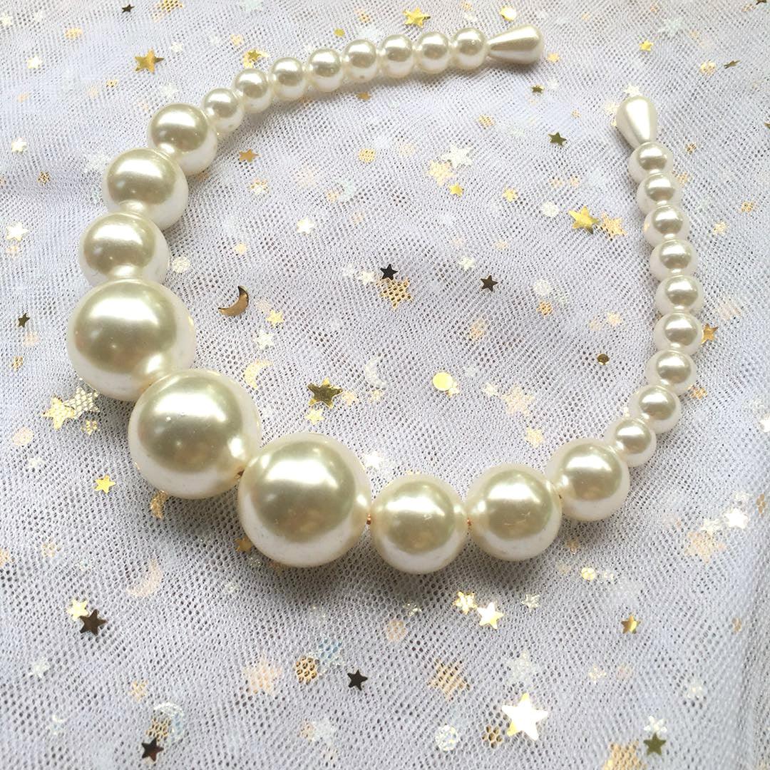 Oversize Large Ivory white Pearl Headband Full Pearl Women Hair Band Crown Trendy Bridal Headwear Gorgeous Hair Accessories For Women