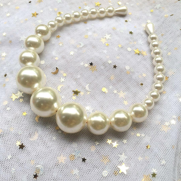 Oversize Large Ivory white Pearl Headband Full Pearl Women Hair Band Crown Trendy Bridal Headwear Gorgeous Hair Accessories For Women