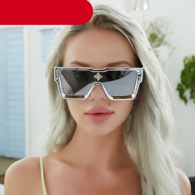 Oversized Square Rimless Shades UV400 Shape Sunglasses For Women New Fashionable New Big Frame Sun Glasses for Female New Latest Attractive Large Flat Top Eyewear For  Unisex