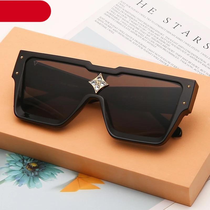 Oversized Square Shape Sunglasses For Women & Men New  Luxury Design Sun Glasses For Female New Fashionable  Large Frame Silver Mirror Eyewear