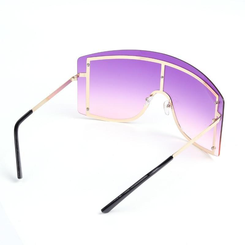 Oversized Women Blue & Yellow Gradient Sunglasses  Fashionable Rimless In Metal For Female New Shades Personality Eyewear