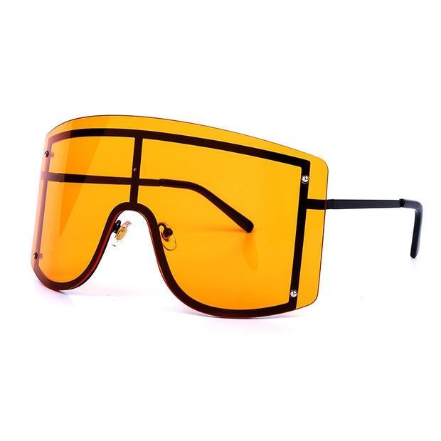 Oversized Women Blue & Yellow Gradient Sunglasses  Fashionable Rimless In Metal For Female New Shades Personality Eyewear